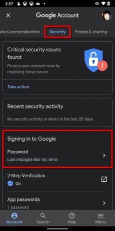 App Gmail Gestisci la password di Google