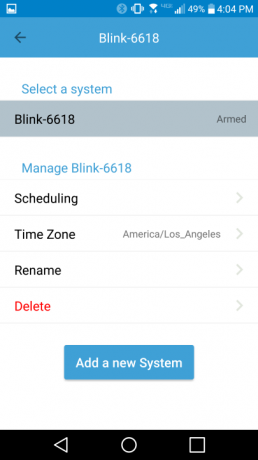 Plánování zobrazení obrazovky pro kontrolu kamerového systému Blink XT