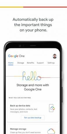 Google One-App zeigt Backup an.