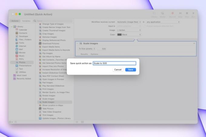 So verwenden Sie Schnellaktionen für Mac Automator Action Save