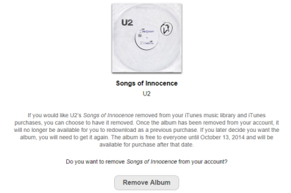 cum să eliminați melodiile u2 innocence itunes de