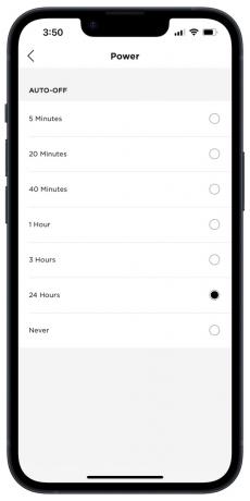 Bose Music-app på iOS: Auto-sluk-skærm.