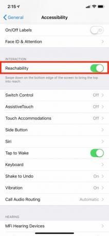 iPhone XR-Einstellungen iOS 12 Erreichbarkeit 2