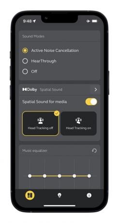 تطبيق Jabra Sound+ لإعدادات الصوت المكاني لنظام iOS Dolby Atmos.