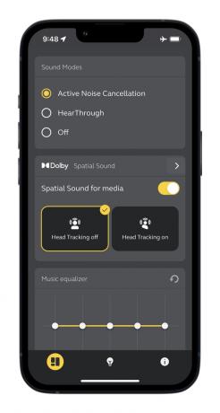 Aplikacija Jabra Sound+ za iOS Dolby Atmos prostorske nastavitve zvoka.