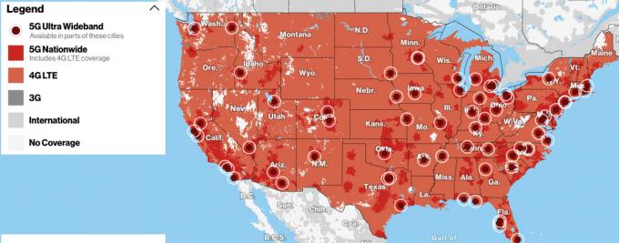 Zasięg Verizon 5G