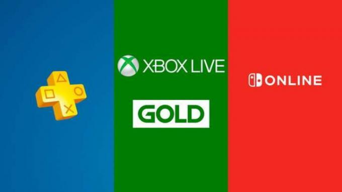 Logotipi PlayStation Plus, Xbox Live Gold i Nintendo Online