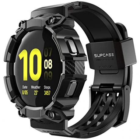 SUPCASE [Unicorn Beetle Pro] sorozatú tok Galaxy Watch 4-hez [44 mm], 2021-es kiadás, masszív védőtok szíjszíjjal (fekete)