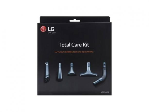 LG CordZero Total Care Tool Kit gaminio vaizdas su priedais.