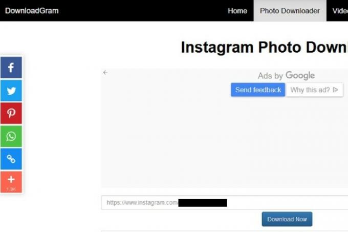 So laden Sie Instagram-Fotos herunter, Screenshot der Downloadgram-Website