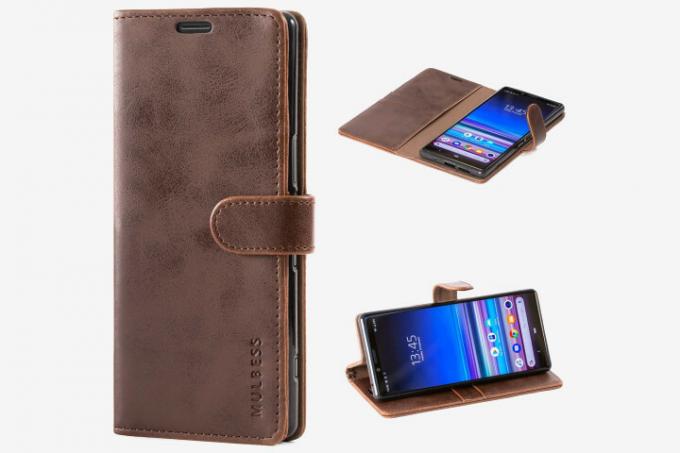 Funda Mulbess Vintage Flip Leather Wallet en marrón para el teléfono Sony Xperia 1