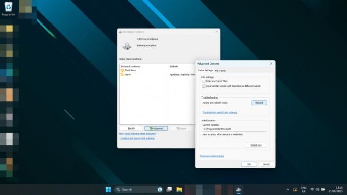 Εκ νέου ευρετηρίαση αρχείων στα Windows 11.