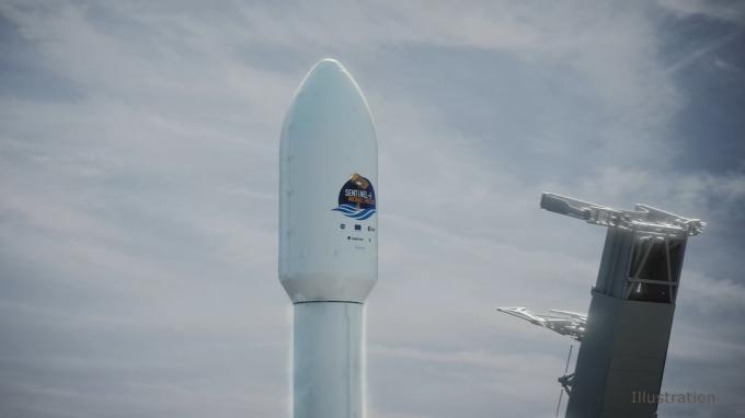 Deze illustratie toont de neuskegel van de SpaceX Falcon 9-raket, met daarin de Sentinel-6 Michael Freilich-satelliet, kort voor de lancering.