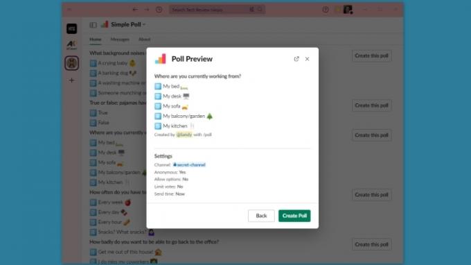 Pratinjau Poll sederhana di Slack.