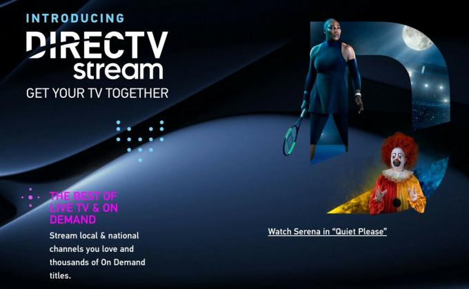 DirecTV Stream-voorpagina.