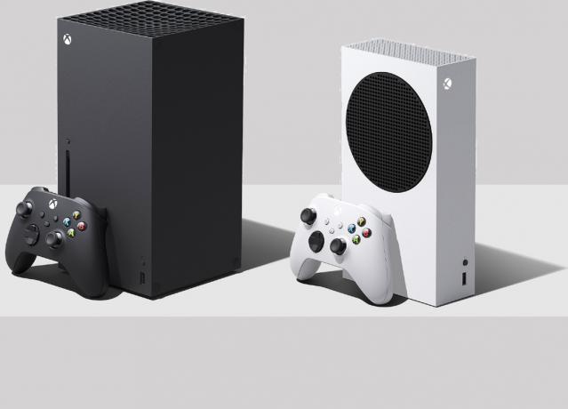 Microsoft Xbox Series XおよびSeries Sゲームコンソール。