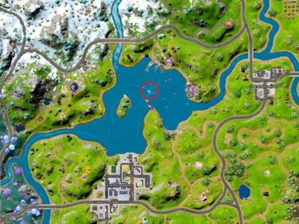 Karta över Loot Lake i Fortnite.