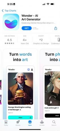 Aplicativo Wonder AI na App Store.