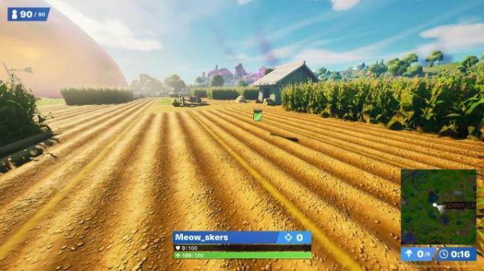 Ubicación de la botella de color Corny Crops en Fortnite. 