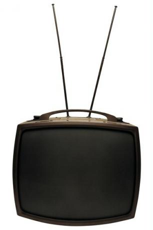 Televisão antiquada com antena