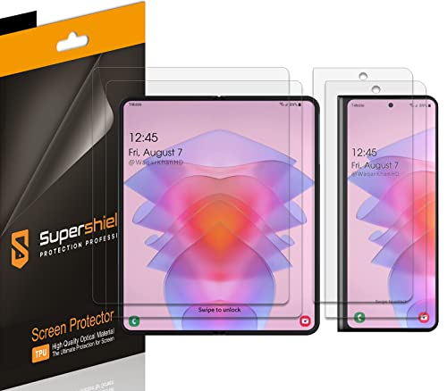 (Lot de 2) Supershieldz conçu pour Samsung Galaxy Z Fold 4 5G (2 écrans principaux et 2 écrans avant), protection d'écran haute définition transparente (TPU)