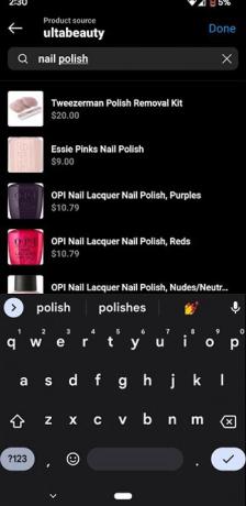 Пара скріншотів Instagram для Android, які показують функцію позначення продукту.