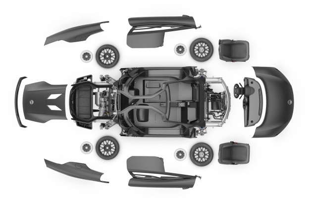 Estructura aerodinámica de la carrocería VOLKSWAGEN XL1