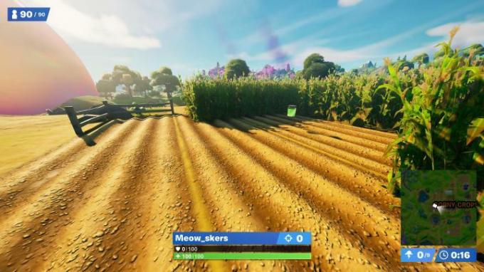 Ubicación de la botella de color Corny Crops en Fortnite. 