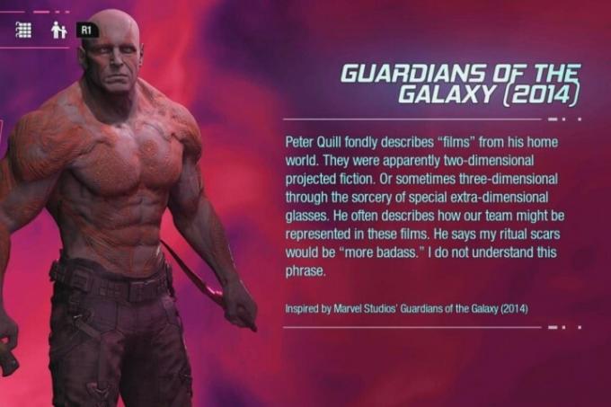 La tenue de Drax en 2014 dans Les Gardiens de la Galaxie. 