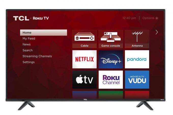 A TV inteligente Roku 4K TCL de 75 polegadas.