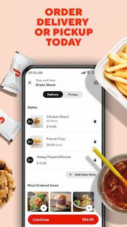 DoorDash app bestille levering eller afhentning.