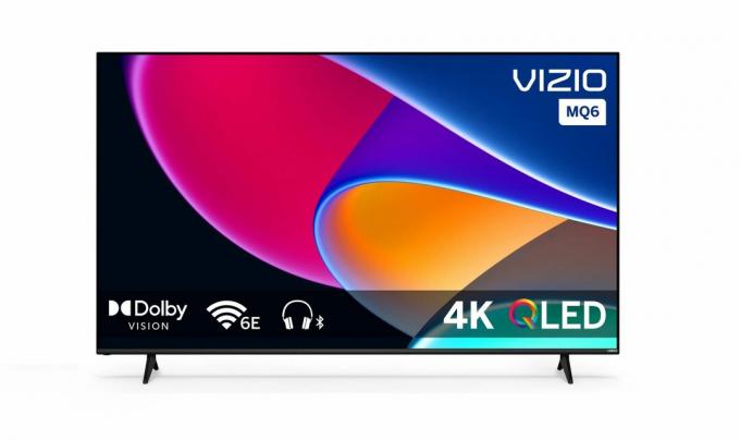 2023's nye VIZIO MQ6 TV med dets farverige startdisplay på billedet.