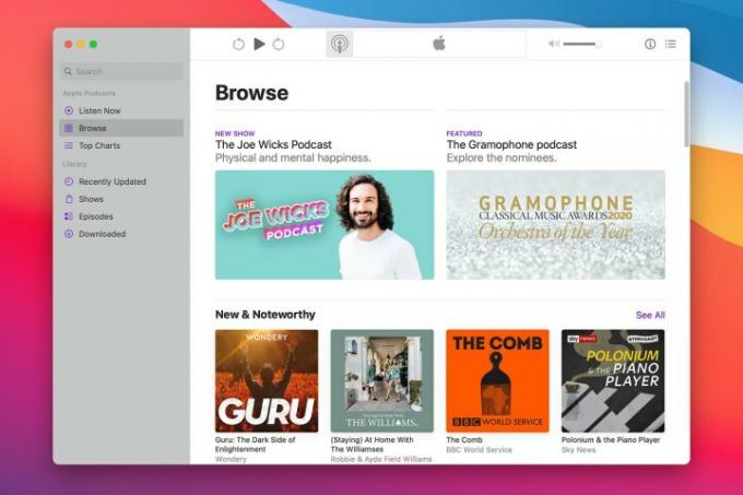 Apples Podcasts-app på MacOS Big Sur