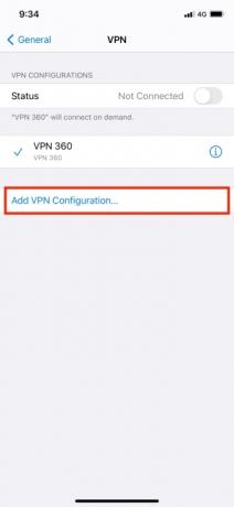 Προσθήκη iPhone διαμόρφωσης VPN.