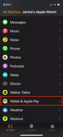 Nastavitev Apple Pay na Apple Watch.