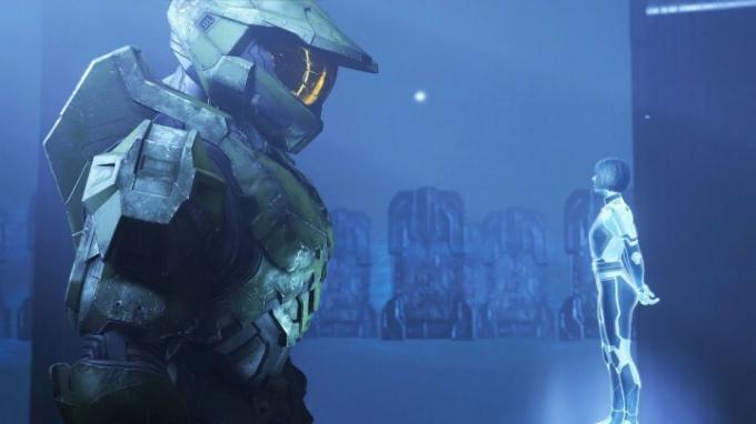 Master Chief întâlnind Arma în Halo Infinite.