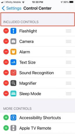 Centrul de control iOS 14