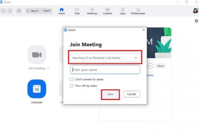Pripojenie k schôdzi Zoom prostredníctvom aplikácie pre počítač.