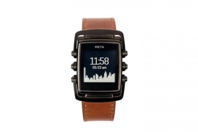 meta m1 smartwatches beginnen met verzending bruinleren voorkant