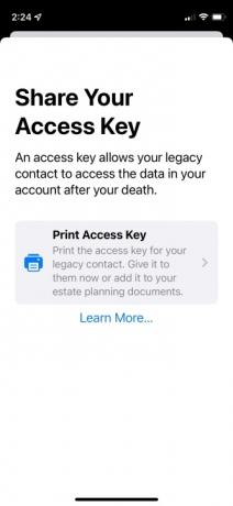 iPhone のレガシー印刷アクセス キー。