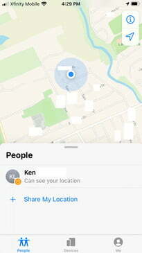 iPhone Sharelocation3 205x365에서 내 앱 찾기를 사용하는 방법