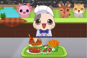 Bare et sødt japansk spil fuld af søde dyr og sød mad