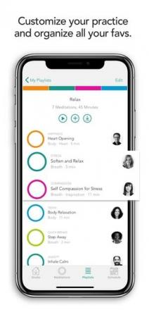 Captura de tela do aplicativo Meditação mostrando opções para personalizar sua prática