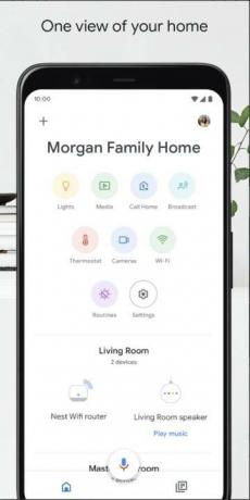 Den nuvarande designen av Google Home-appen på en Android-enhet.