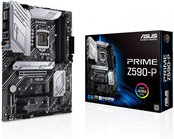 Asus Prime Z590-P bundkort og boks.