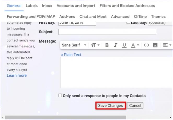 jak przywołać wiadomość e-mail w ustawieniach internetowych Gmaila zapisz zmiany