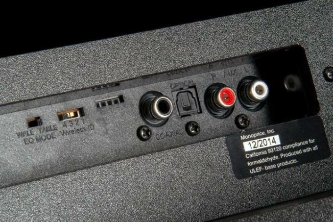 análise da barra de som e subwoofer monoprice Conectores de barra de som de 42 polegadas