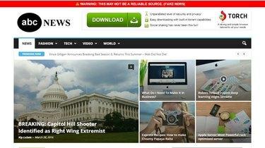Captură de ecran a site-ului de știri false
