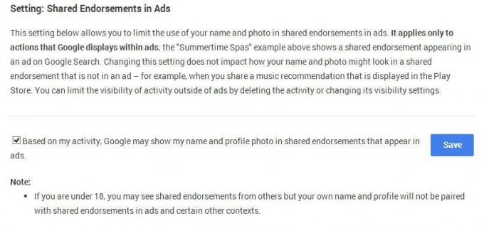 google shared endorsements opt-out 2