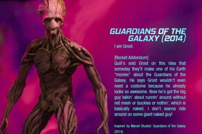 Groot's filmoutfit uit 2014 van Guardians of the Galaxy. 